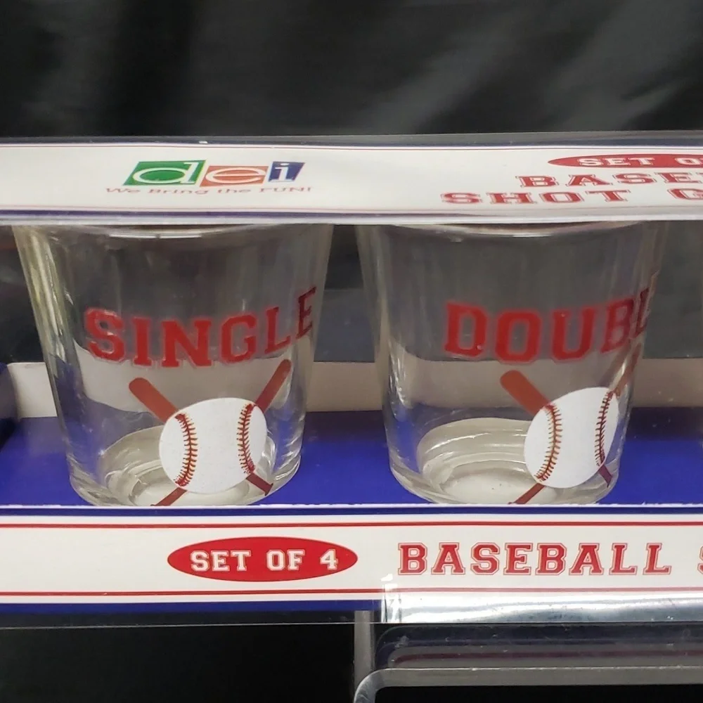 Dennis East International Set of 4 Baseball 1.5 oz. Shot Glasses